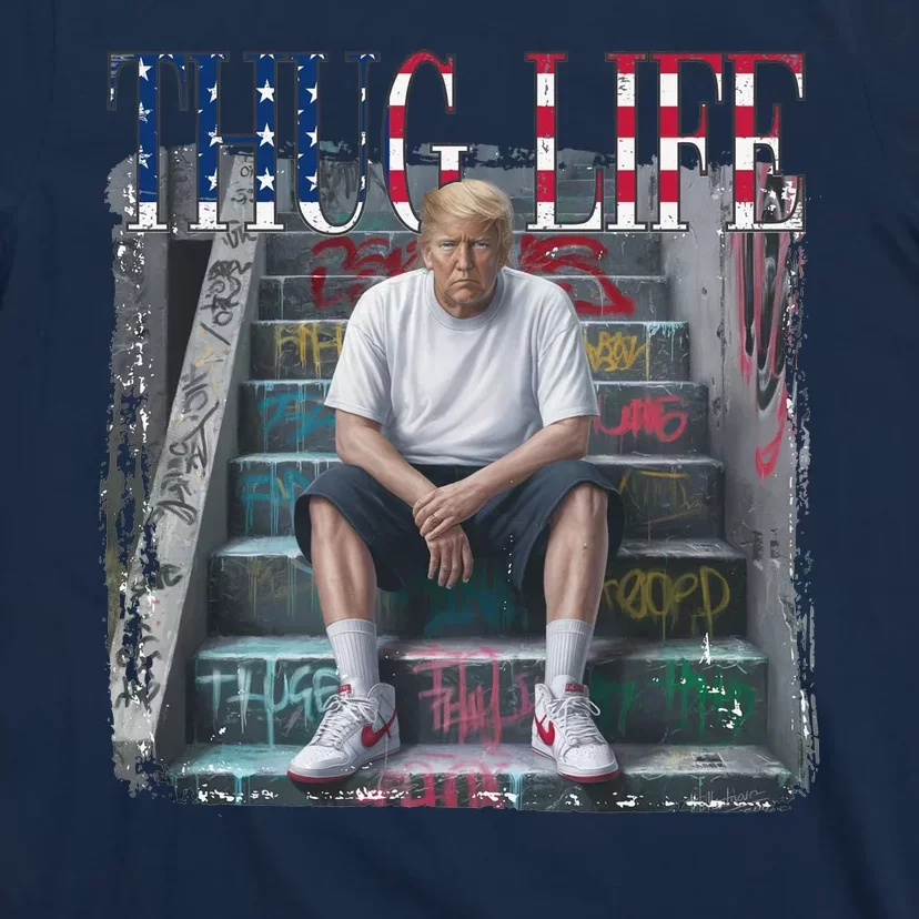 Trump Hip Hop Thug Life America Flag Vote Felon Conviction T-Shirt