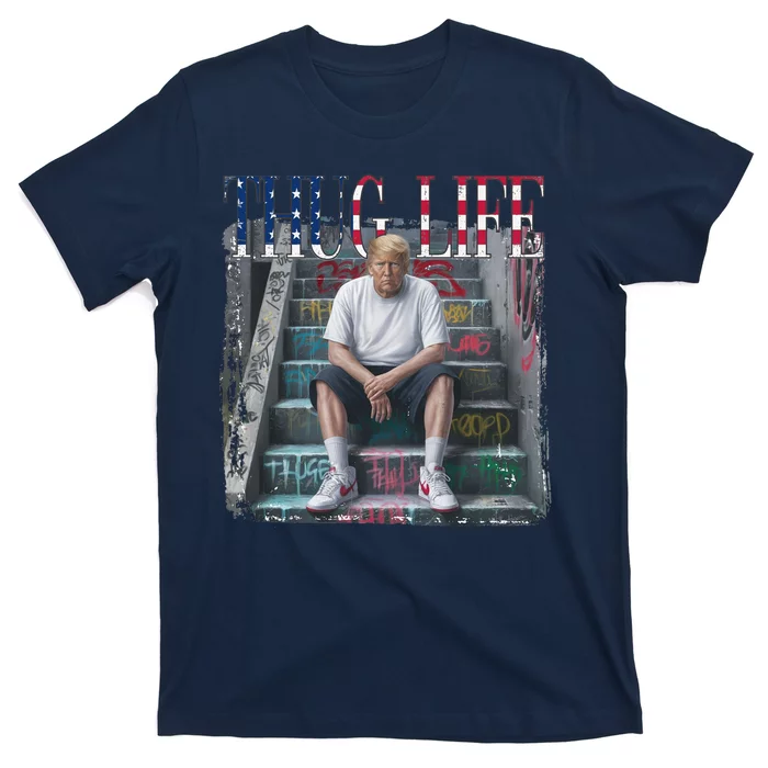 Trump Hip Hop Thug Life America Flag Vote Felon Conviction T-Shirt