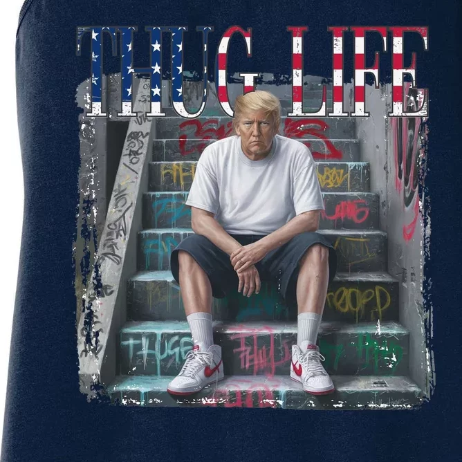 Trump Hip Hop Thug Life America Flag Vote Felon Conviction Women's Racerback Tank