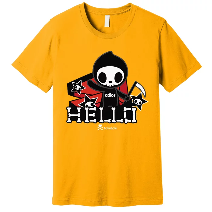 Tokidoki Halloween Hello Adios Coming Out Of Coffin Premium T-Shirt