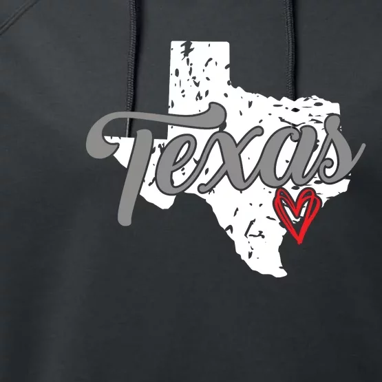 Texas Heart I Love Texas Performance Fleece Hoodie