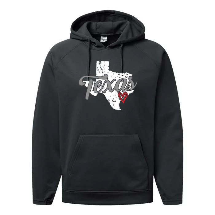 Texas Heart I Love Texas Performance Fleece Hoodie