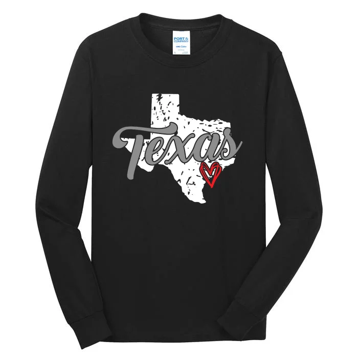 Texas Heart I Love Texas Tall Long Sleeve T-Shirt