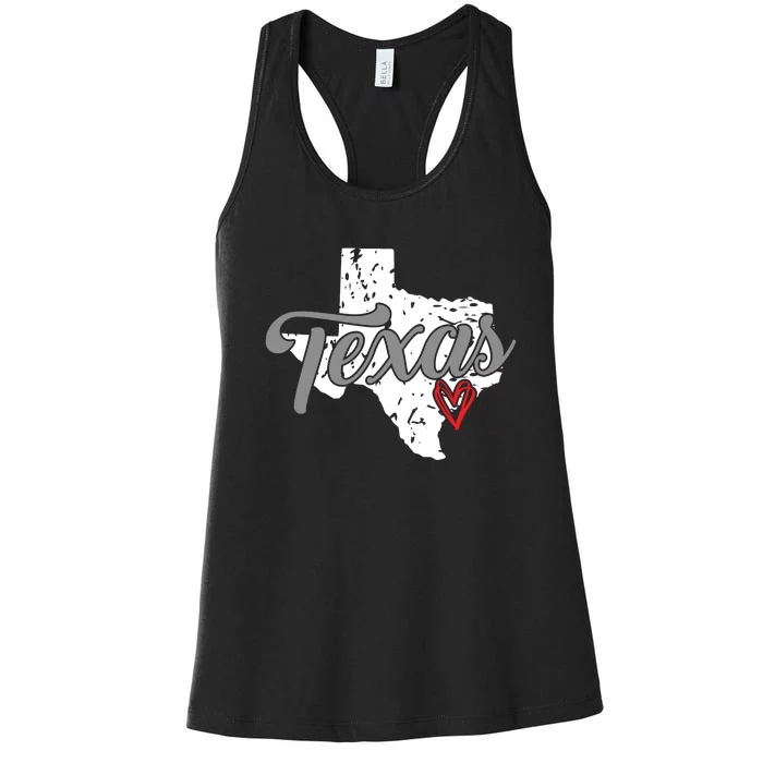 Texas Heart I Love Texas Women's Racerback Tank