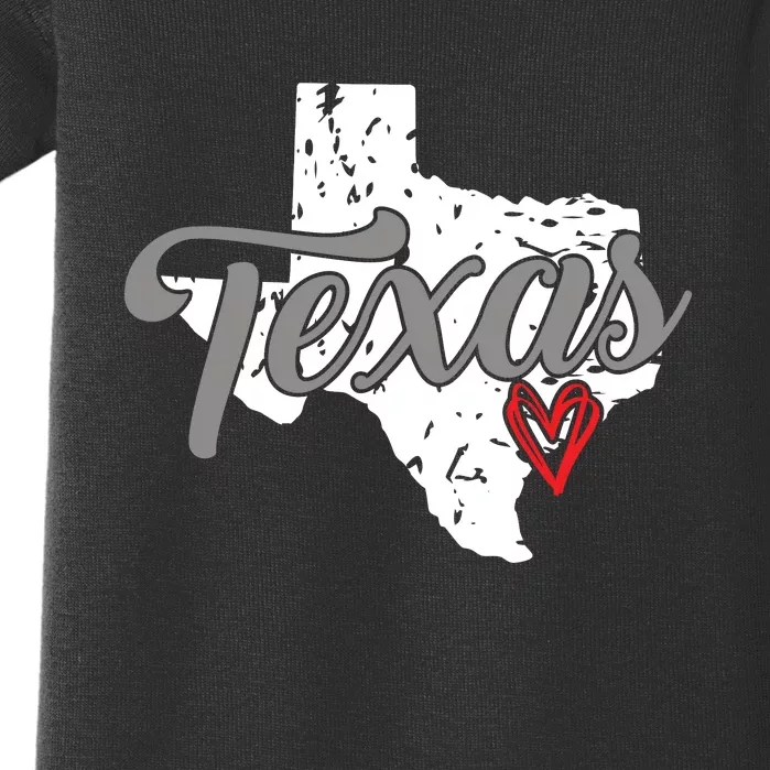 Texas Heart I Love Texas Baby Bodysuit