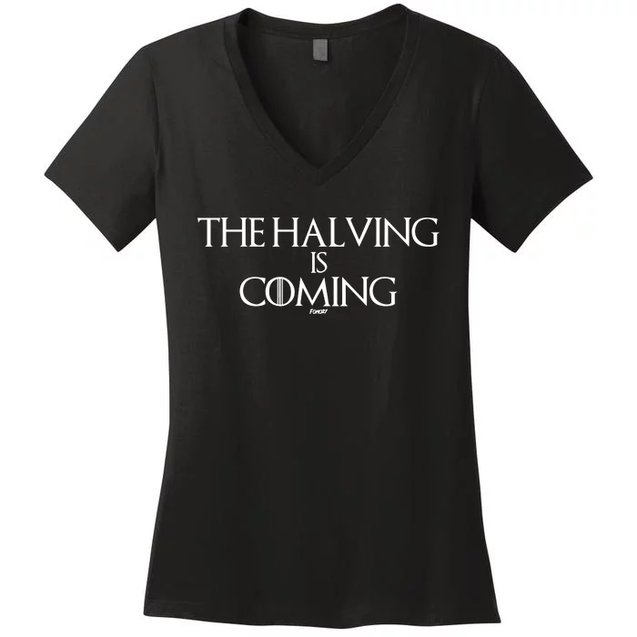 The Halving Is Coming Bitcoin Women's V-Neck T-Shirt