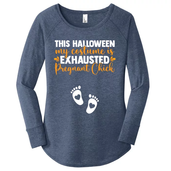 This Halloween I Am Exhausted Pregnant Chick Mother Cool Gift Women's Perfect Tri Tunic Long Sleeve Shirt