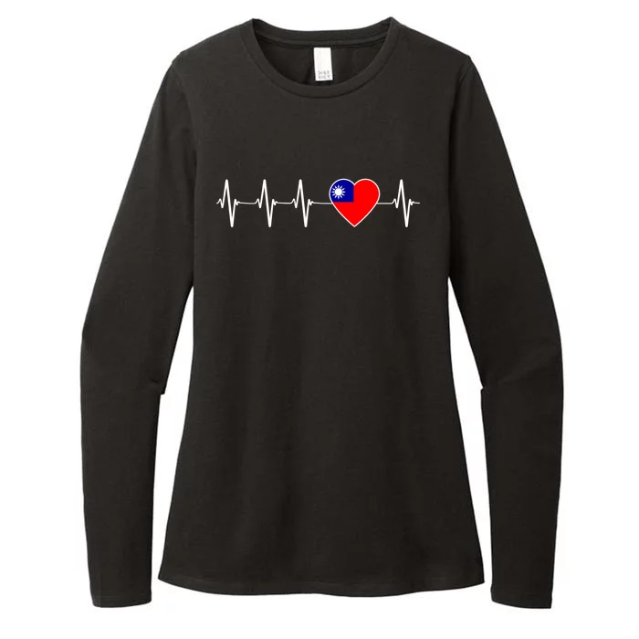 Taiwanese Heartbeat I Love Taiwan Flag Heart Gift Womens CVC Long Sleeve Shirt