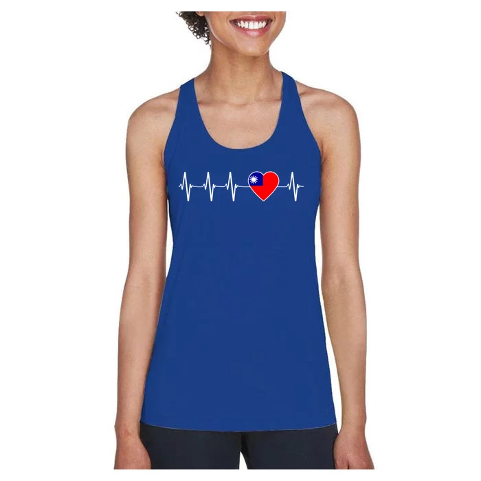 Taiwanese Heartbeat I Love Taiwan Flag Heart Gift Women's Racerback Tank