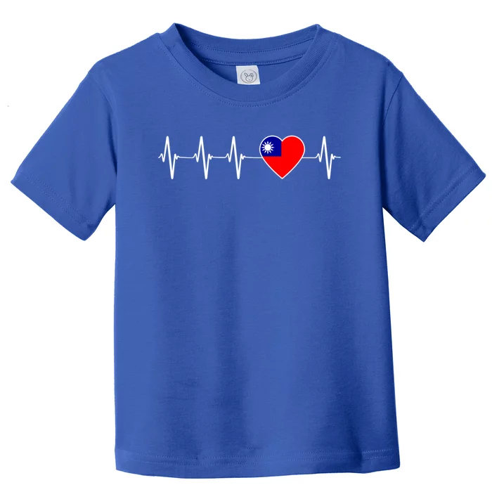 Taiwanese Heartbeat I Love Taiwan Flag Heart Gift Toddler T-Shirt