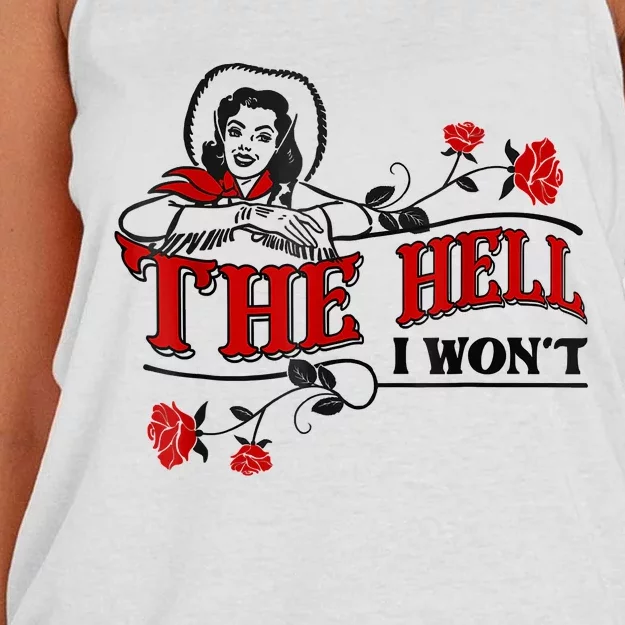 The Hell I Won't Flower Apparel For Life Women's Knotted Racerback Tank