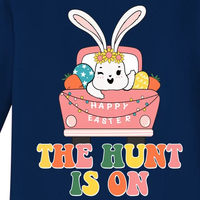 The Hunt Is On Easter Bunny Holiday Baby Long Sleeve Bodysuit