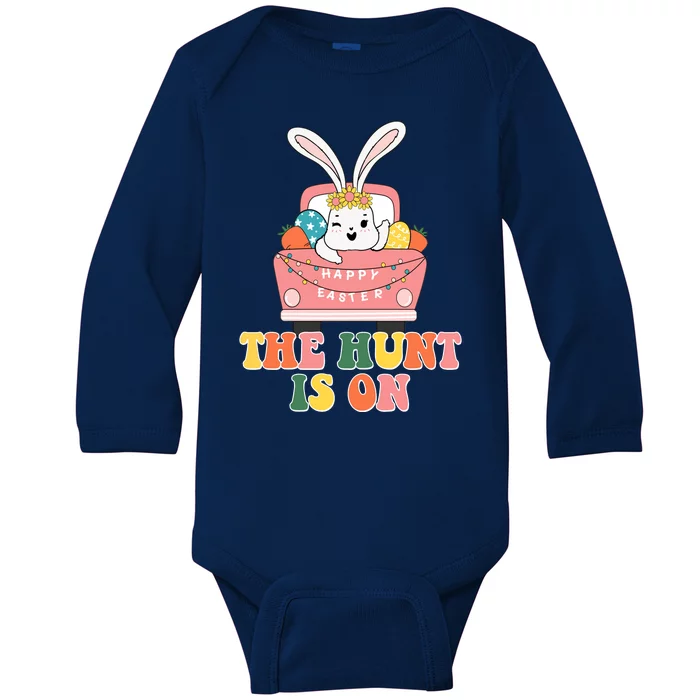 The Hunt Is On Easter Bunny Holiday Baby Long Sleeve Bodysuit