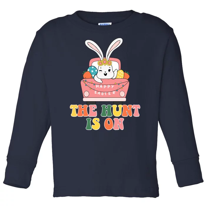 The Hunt Is On Easter Bunny Holiday Toddler Long Sleeve Shirt