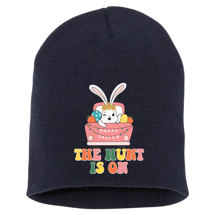 The Hunt Is On Easter Bunny Holiday Short Acrylic Beanie