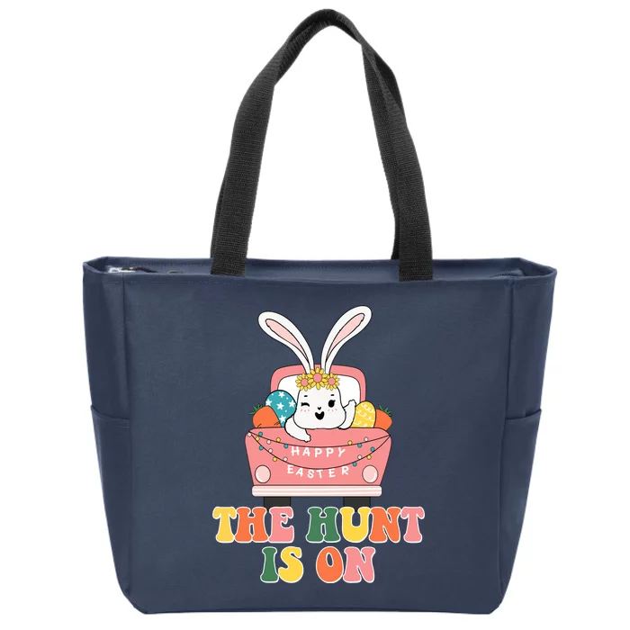 The Hunt Is On Easter Bunny Holiday Zip Tote Bag