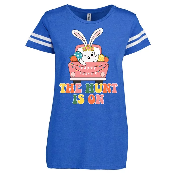 The Hunt Is On Easter Bunny Holiday Enza Ladies Jersey Football T-Shirt