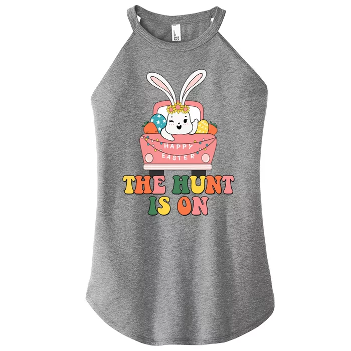 The Hunt Is On Easter Bunny Holiday Women’s Perfect Tri Rocker Tank