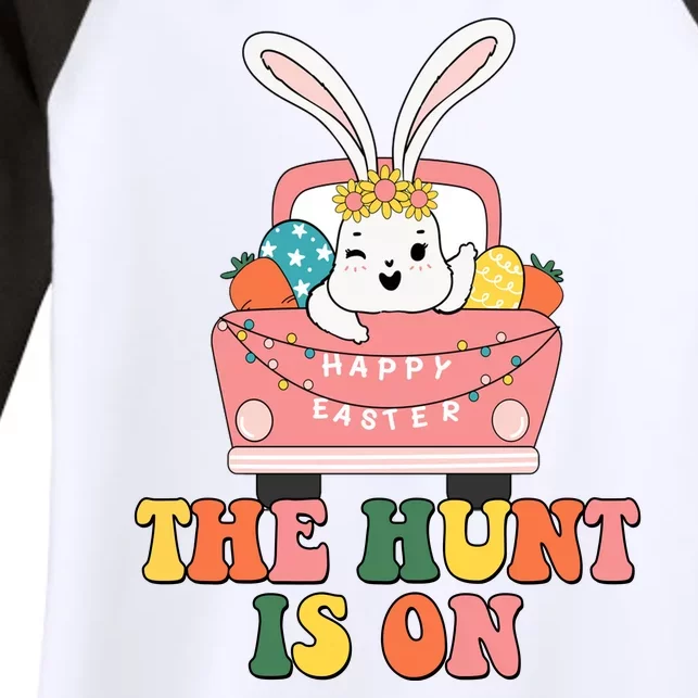 The Hunt Is On Easter Bunny Holiday Women's Tri-Blend 3/4-Sleeve Raglan Shirt