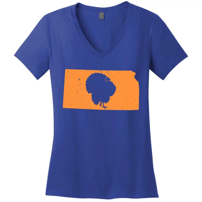 Turkey Hunting In Kansas We Love Hunting Turkey Gift Women's V-Neck T-Shirt