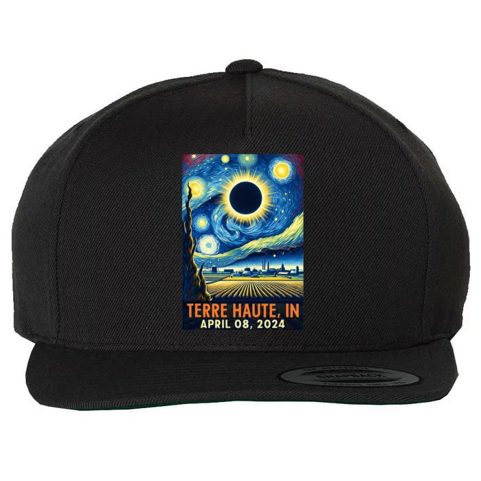 Terre Haute Indiana Total Solar Eclipse 2024 Starry Night Wool Snapback Cap