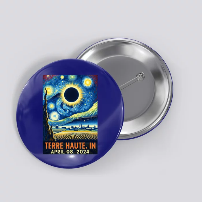 Terre Haute Indiana Total Solar Eclipse 2024 Starry Night Button