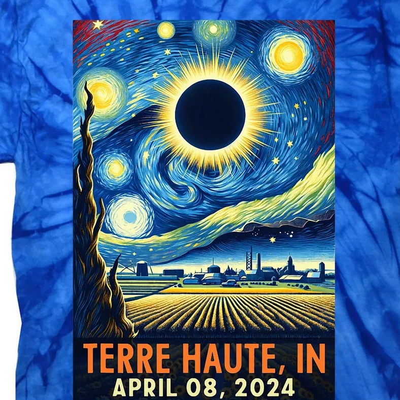 Terre Haute Indiana Total Solar Eclipse 2024 Starry Night Tie-Dye T-Shirt