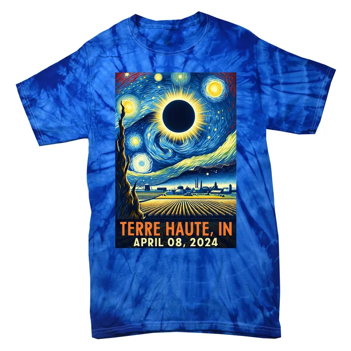 Terre Haute Indiana Total Solar Eclipse 2024 Starry Night Tie-Dye T-Shirt