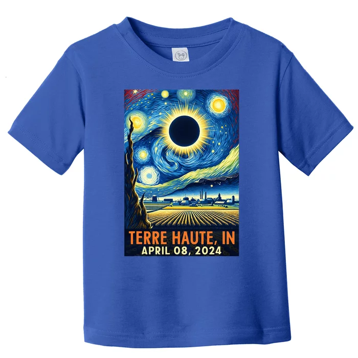 Terre Haute Indiana Total Solar Eclipse 2024 Starry Night Toddler T-Shirt