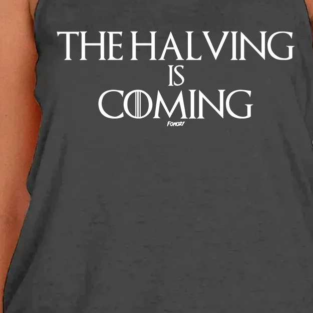 The Halving Is Coming Bitcoin Women's Knotted Racerback Tank