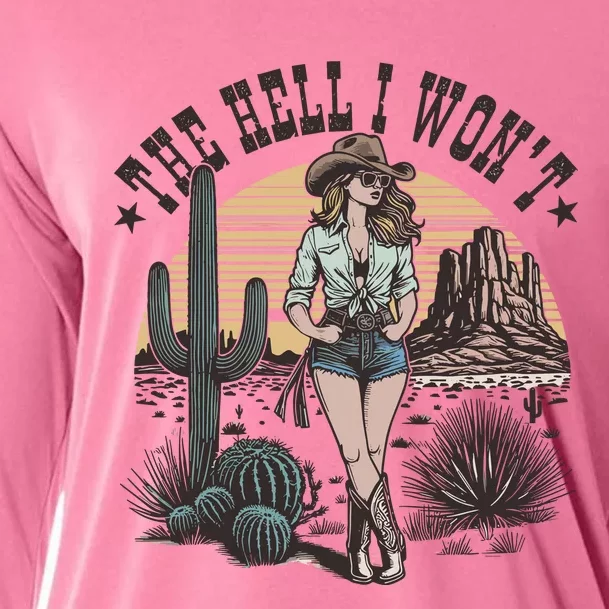 The Hell I WonT  Retro Western Cowgirl Cooling Performance Long Sleeve Crew