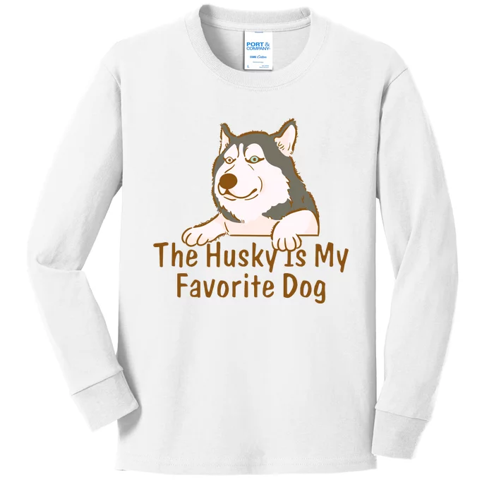 The Husky Is My Favorite Dog Funny Kids Long Sleeve Shirt