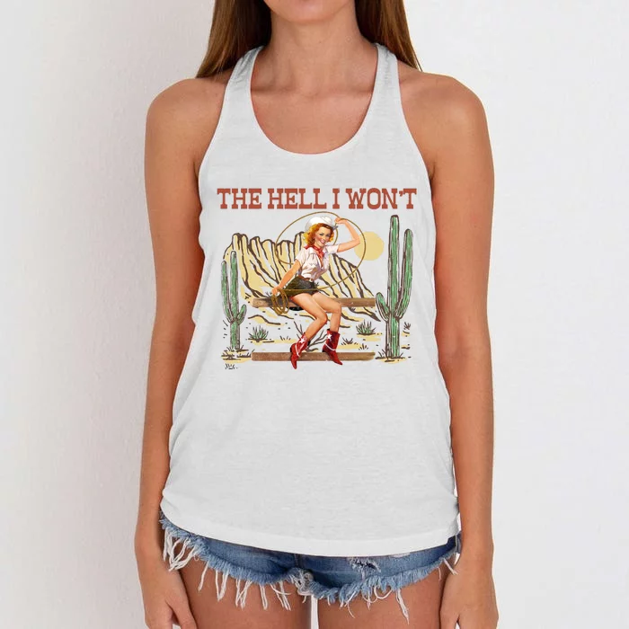 The Hell I WonT Retro Western Cowgirl Women's Knotted Racerback Tank