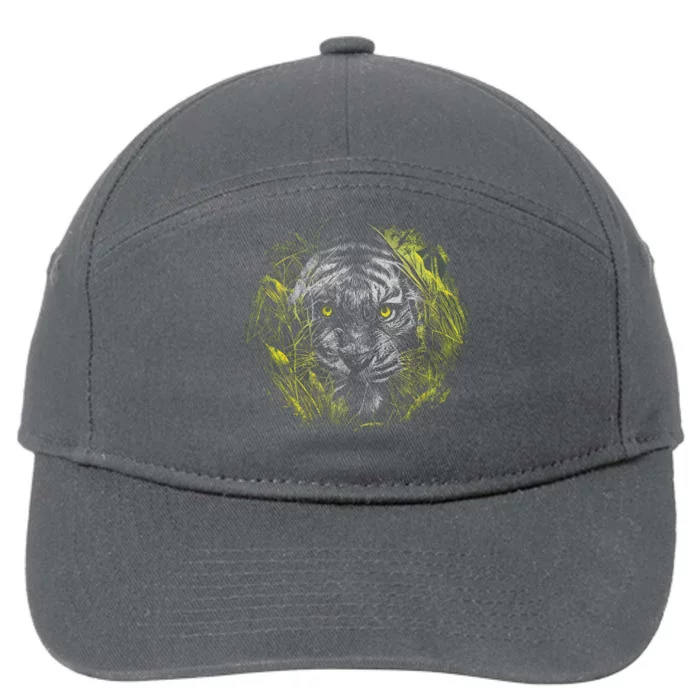 Tiger Hiding In The Grass 7-Panel Snapback Hat