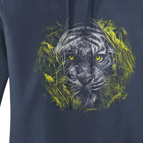 Tiger Hiding In The Grass Women's Pullover Hoodie