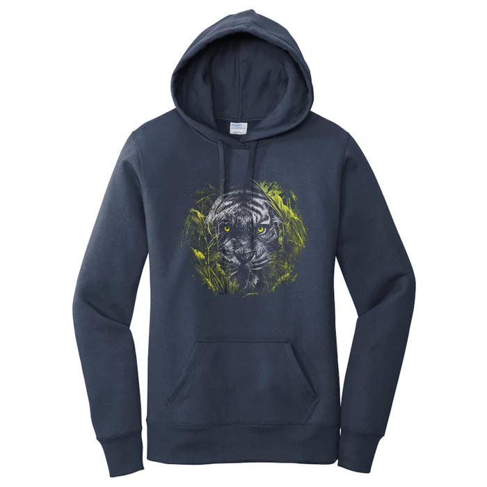 Tiger Hiding In The Grass Women's Pullover Hoodie