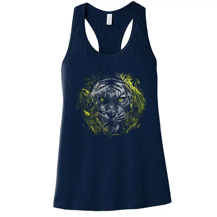 Tiger Hiding In The Grass Women's Racerback Tank