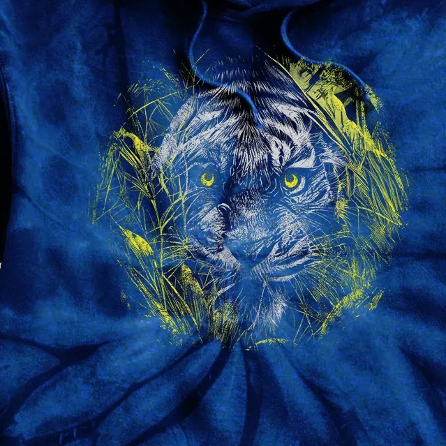 Tiger Hiding In The Grass Tie Dye Hoodie