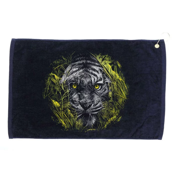 Tiger Hiding In The Grass Grommeted Golf Towel