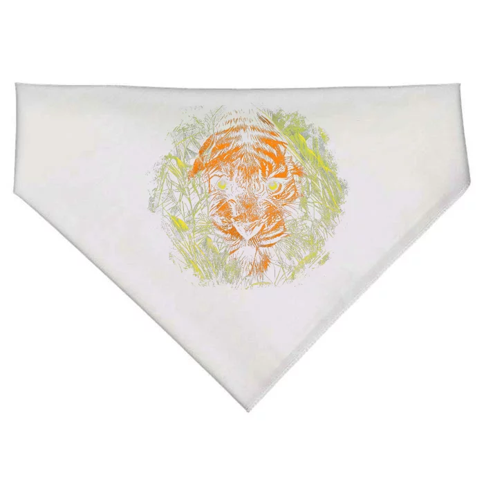 Tiger Hiding In The Grass USA-Made Doggie Bandana