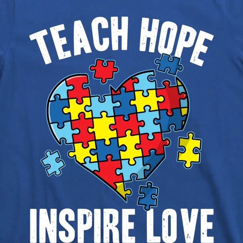 Teach Hope Inspire Love Autism Awareness Puzzle Teacher Meaningful Gift T-Shirt