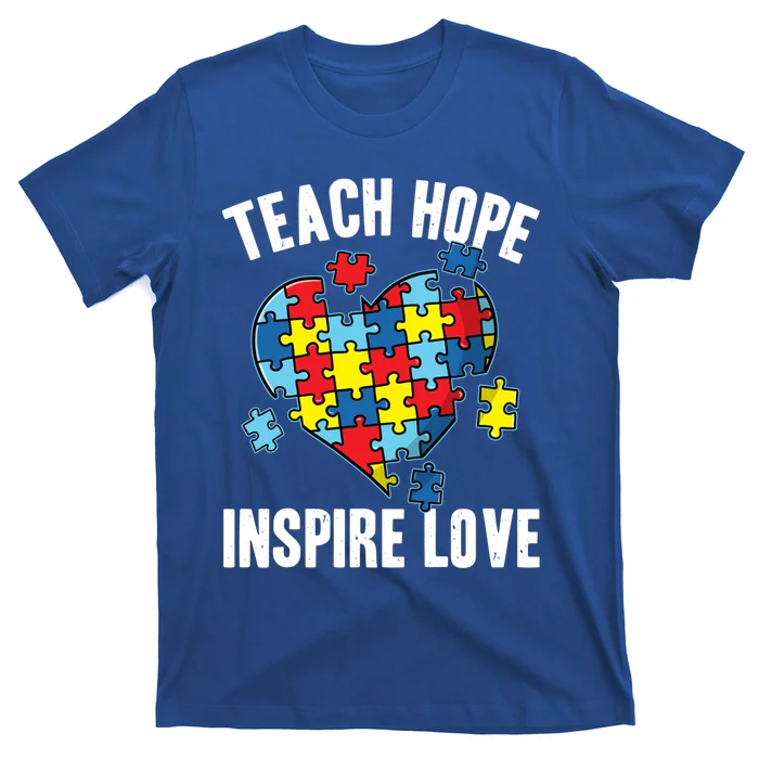 Teach Hope Inspire Love Autism Awareness Puzzle Teacher Meaningful Gift T-Shirt