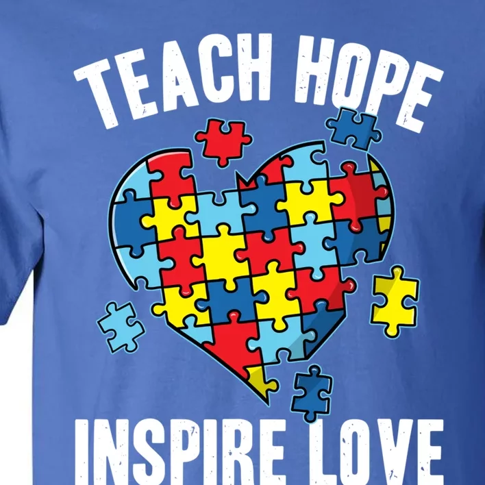 Teach Hope Inspire Love Autism Awareness Puzzle Teacher Meaningful Gift Tall T-Shirt