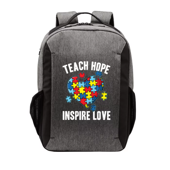 Teach Hope Inspire Love Autism Awareness Puzzle Teacher Meaningful Gift Vector Backpack