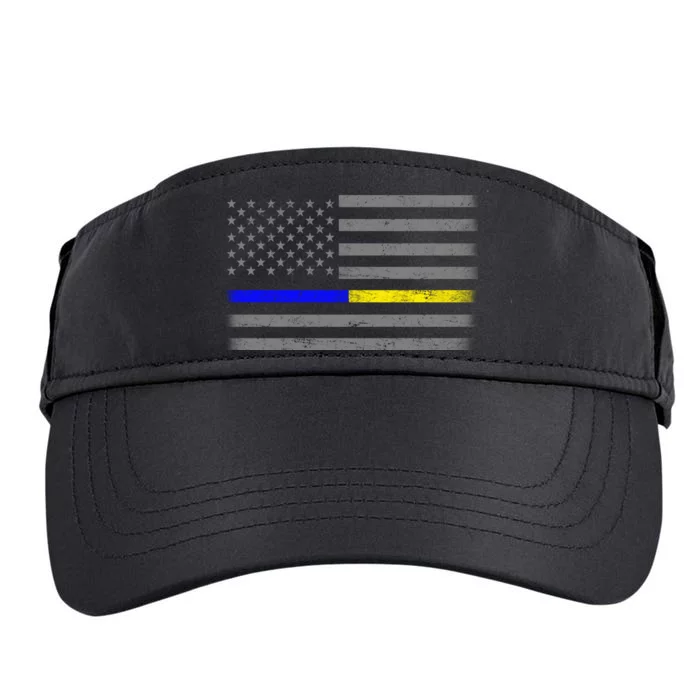 Thin Blue Gold Line Police Dispatcher Flag Adult Drive Performance Visor