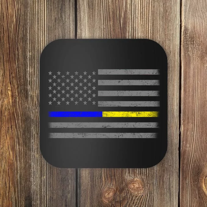 Thin Blue Gold Line Police Dispatcher Flag Coaster