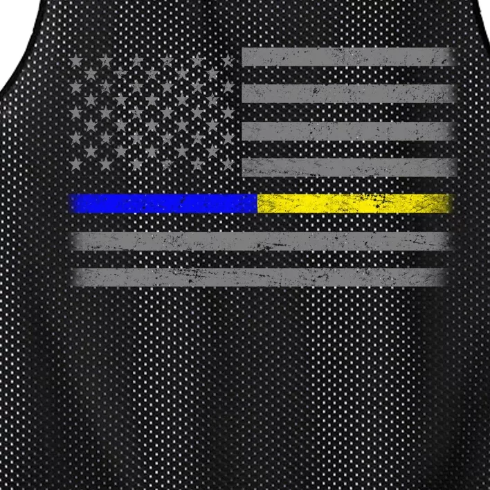 Thin Blue Gold Line Police Dispatcher Flag Mesh Reversible Basketball Jersey Tank