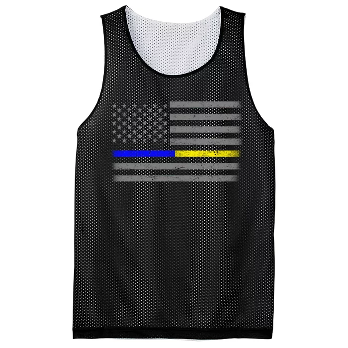 Thin Blue Gold Line Police Dispatcher Flag Mesh Reversible Basketball Jersey Tank