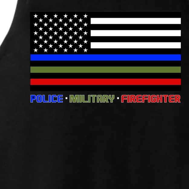 Thin Blue Green Red Lines Police Military Firefighter Ladies Tri-Blend Wicking Tank