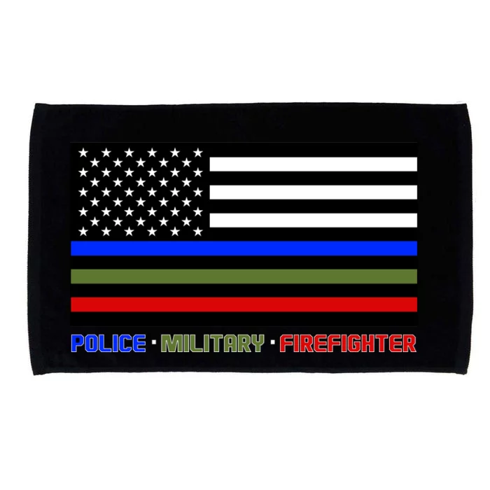 Thin Blue Green Red Lines Police Military Firefighter Microfiber Hand Towel